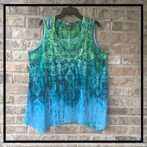 🆕 LIZ CLAIBORNE LIZ & ME ISLAND ABSTRACT TANK TOP